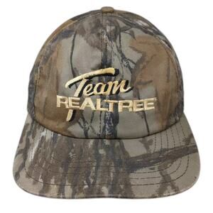Team Realtree Snapback Hat Brown Camo One Size Embroidered Vintage USA Outdoor